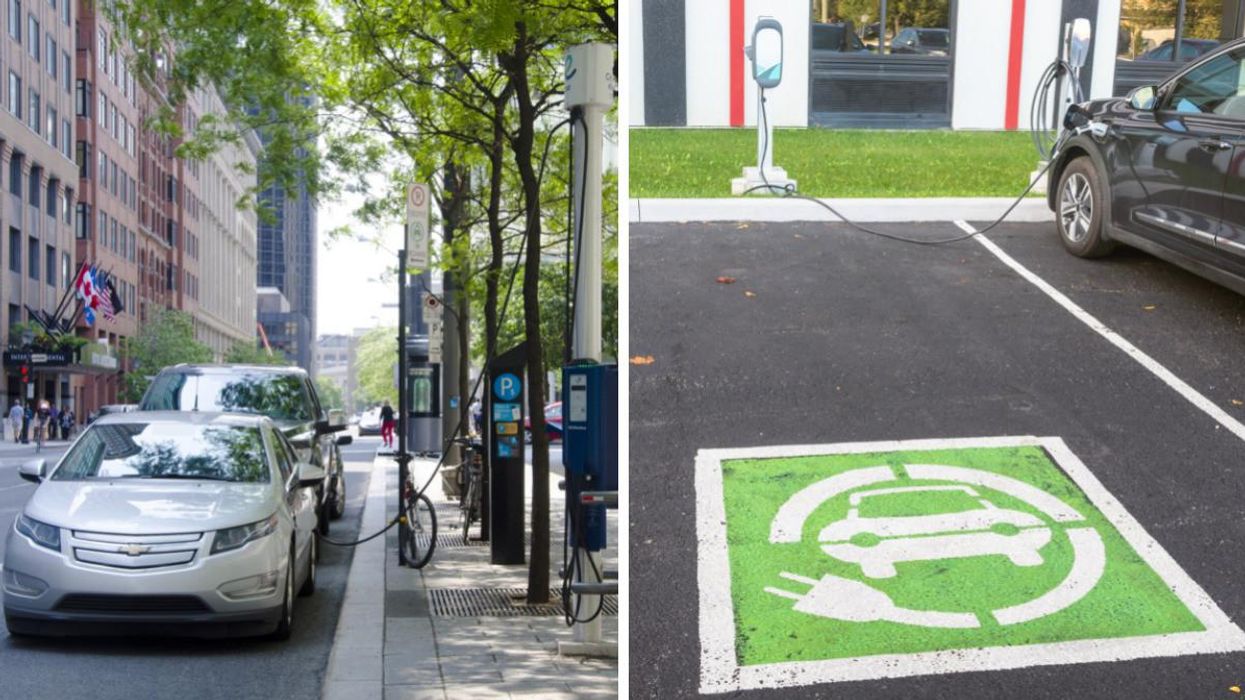 Electric vehicle charging stations in Canada.