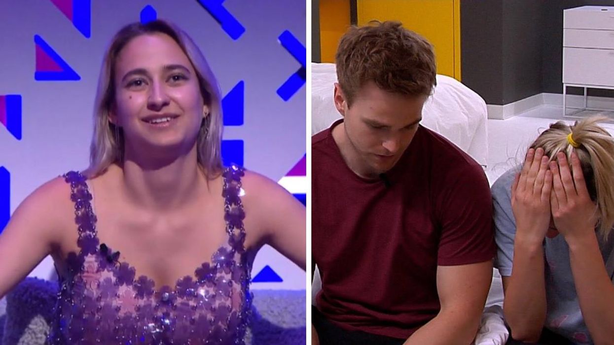 Éléonore Lagacé à la finale de Big Brother Célébrités. Droite : Hugo Barrette et Éléonore Lagacé à Big Brother Célébrités.