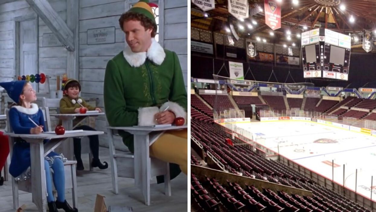 Elf. Right: Pacific Coliseum.