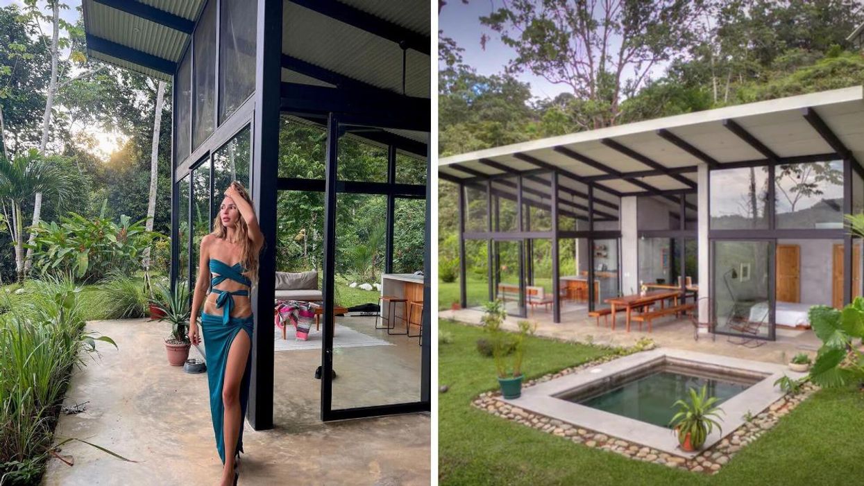 Élisabeth Rioux au Costa Rica. Droite : Villa à louer sur Airbnb.