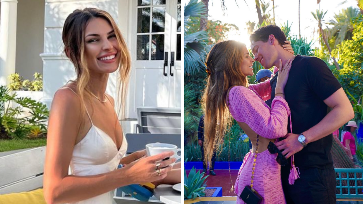 Élisabeth Rioux. Droite : Élisabeth Rioux et son chum.