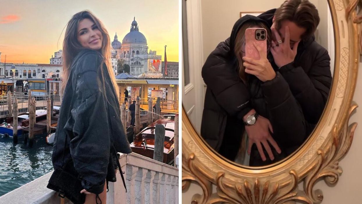 Élisabeth Rioux. Droite : Élisabeth Rioux et son copain.