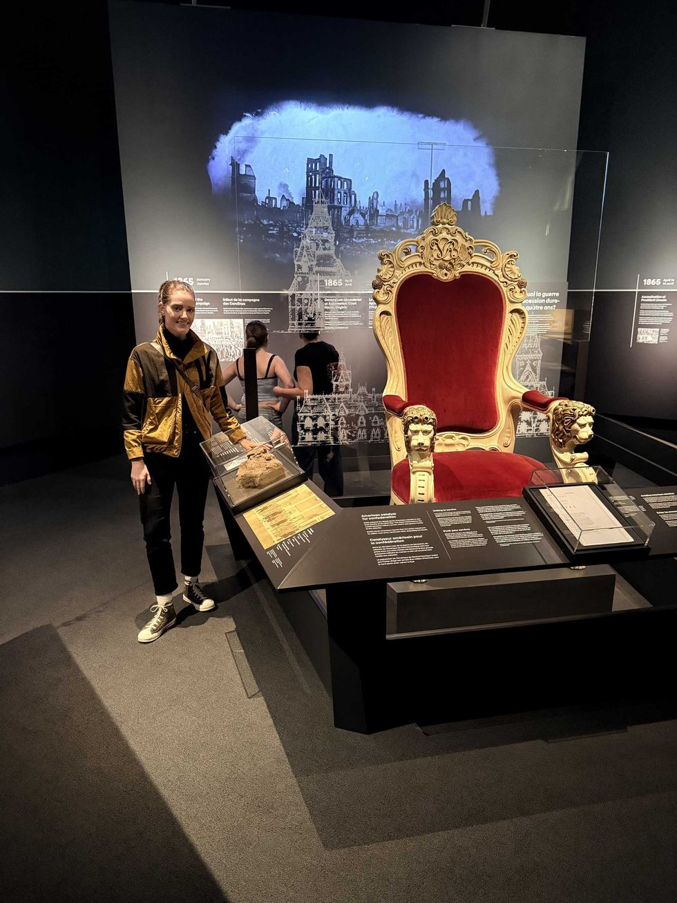 Elisha Barry next to the Governor General's throne.
