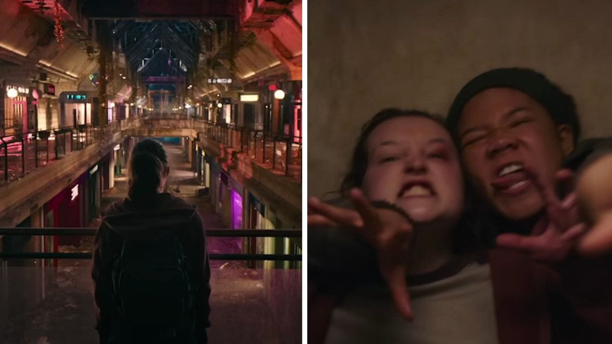Ellie at the abandoned mall in The Last Of Us. Right: Ellie and Riley in a photo booth.