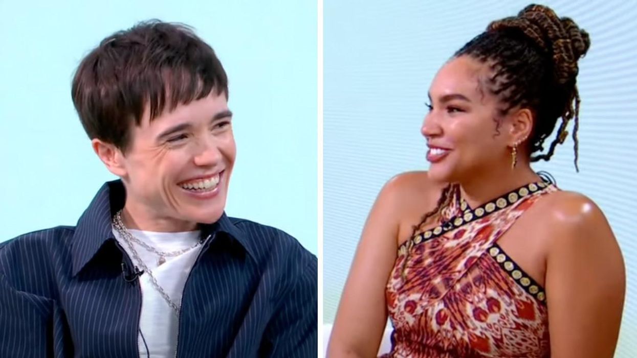 Elliot Page on GMA. Right: Emmy Raver-Lampman on GMA.