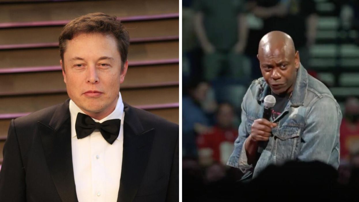 Elon Musk. Right: Dave Chappelle.