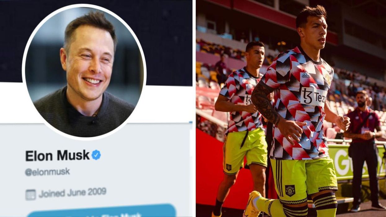 Elon Musk's twitter page. Right: Manchester United players.