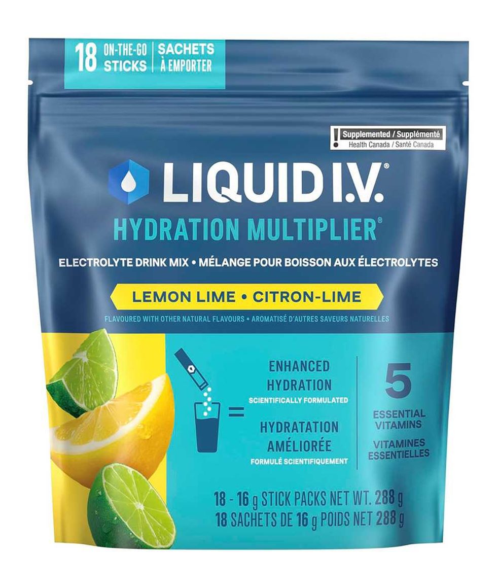 Emballage de sachets de m\u00e9lange en poudre d'\u00e9lectrolytes \u00e0 saveur de citron-lime Liquid I.V.