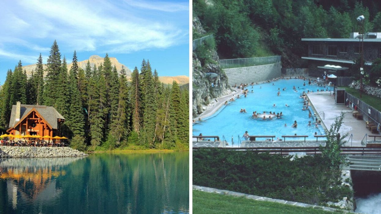 Emerald Lake Lodge at Yoho National Park, B.C. Right: Radium Hot Springs in B.C.