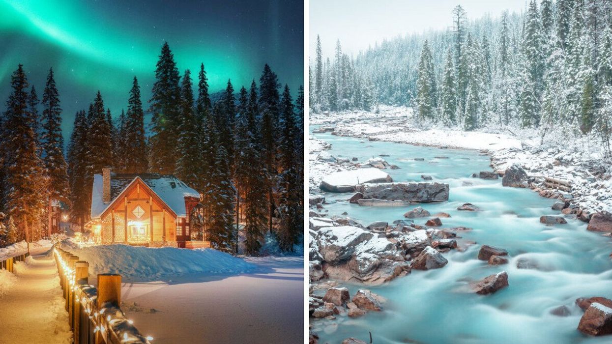 Emerald Lake Lodge in Yoho National Park. Right: Winter in Yoho National Park.