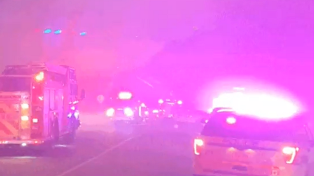 Emergency response teams attending the house fire in Brampton.