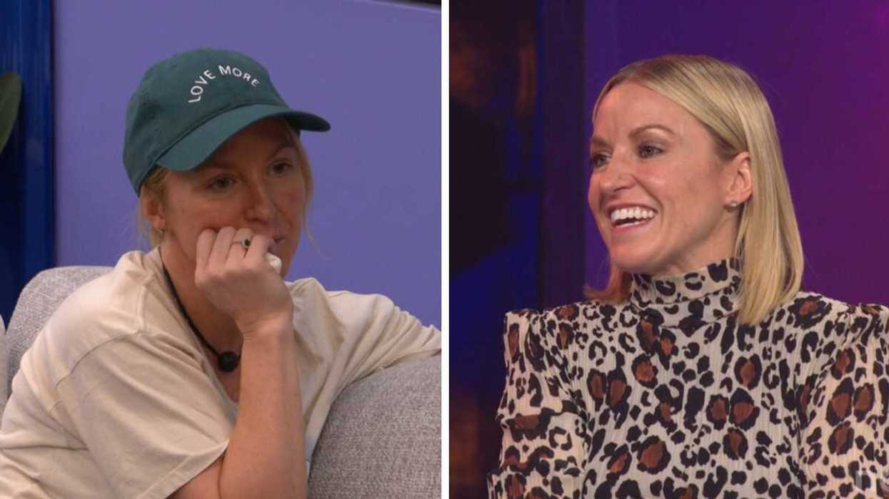 Émily Bégin dans la maison de Big Brother Célébrités 6. Droite : Émily Bégin lors de son éviction à Big Brother Célébrités 6.