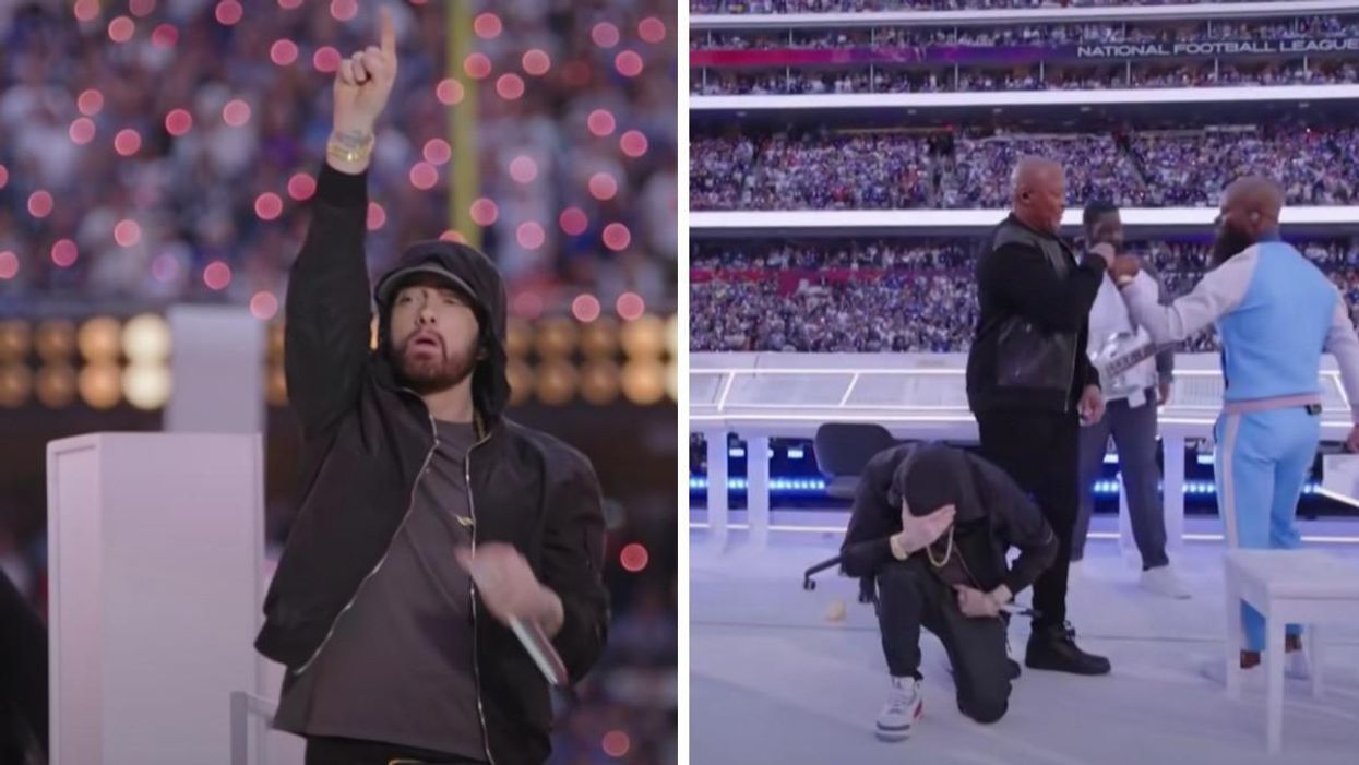 Eminem Took A Knee To Protest At The Super Bowl Halftime Show & The Reaction Was Intense