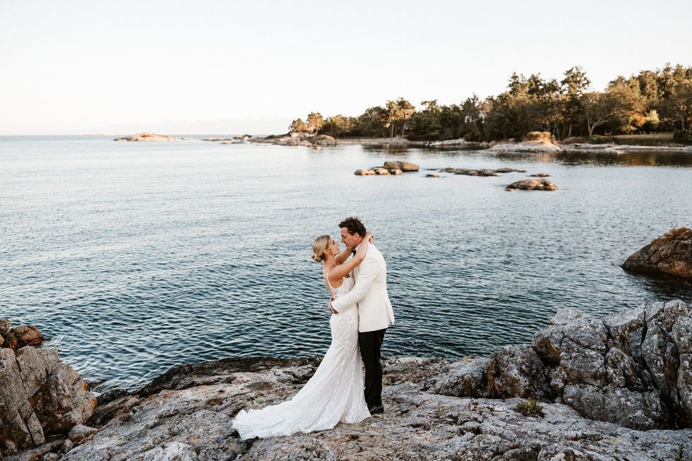 Emma Rose and Tyson Barrie on their wedding day in Victoria, BC.