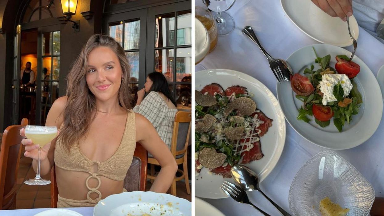 Emma Rose Leger. Right: Italian dishes.