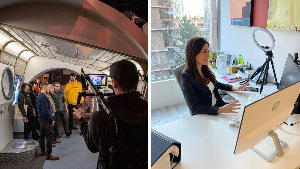 Employees at HR MacMilan Space Center Planetarium in Vancouver. Right: YLaw employee.