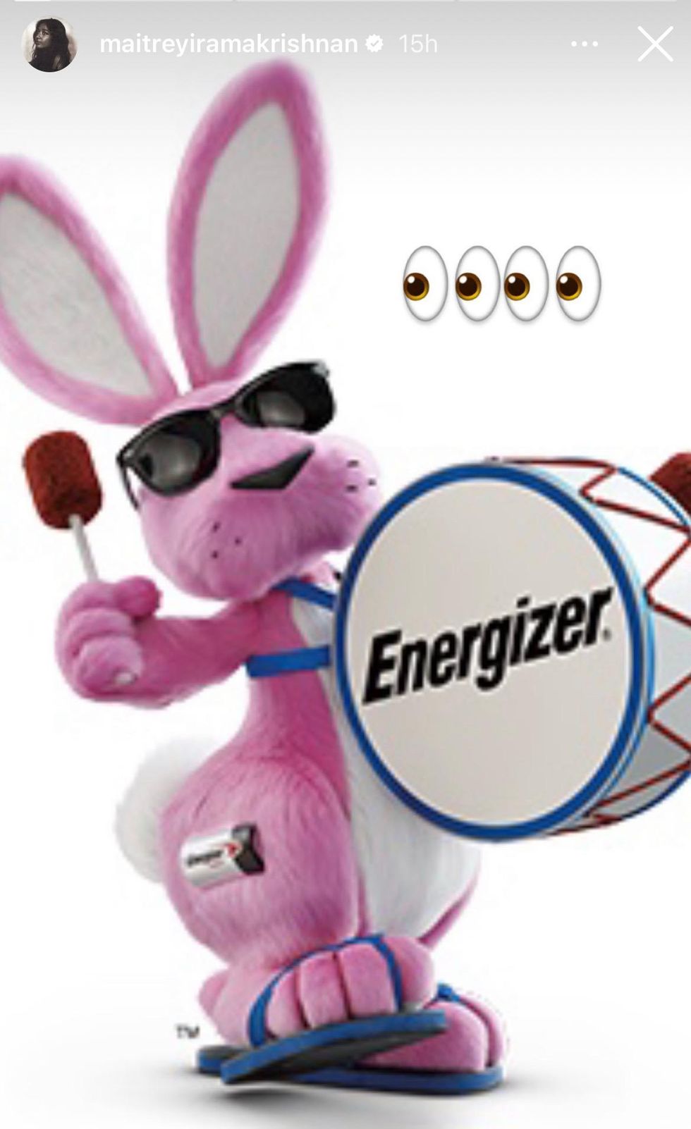 Energizer Bunny posted to Ramakrishnan's Instagram story.