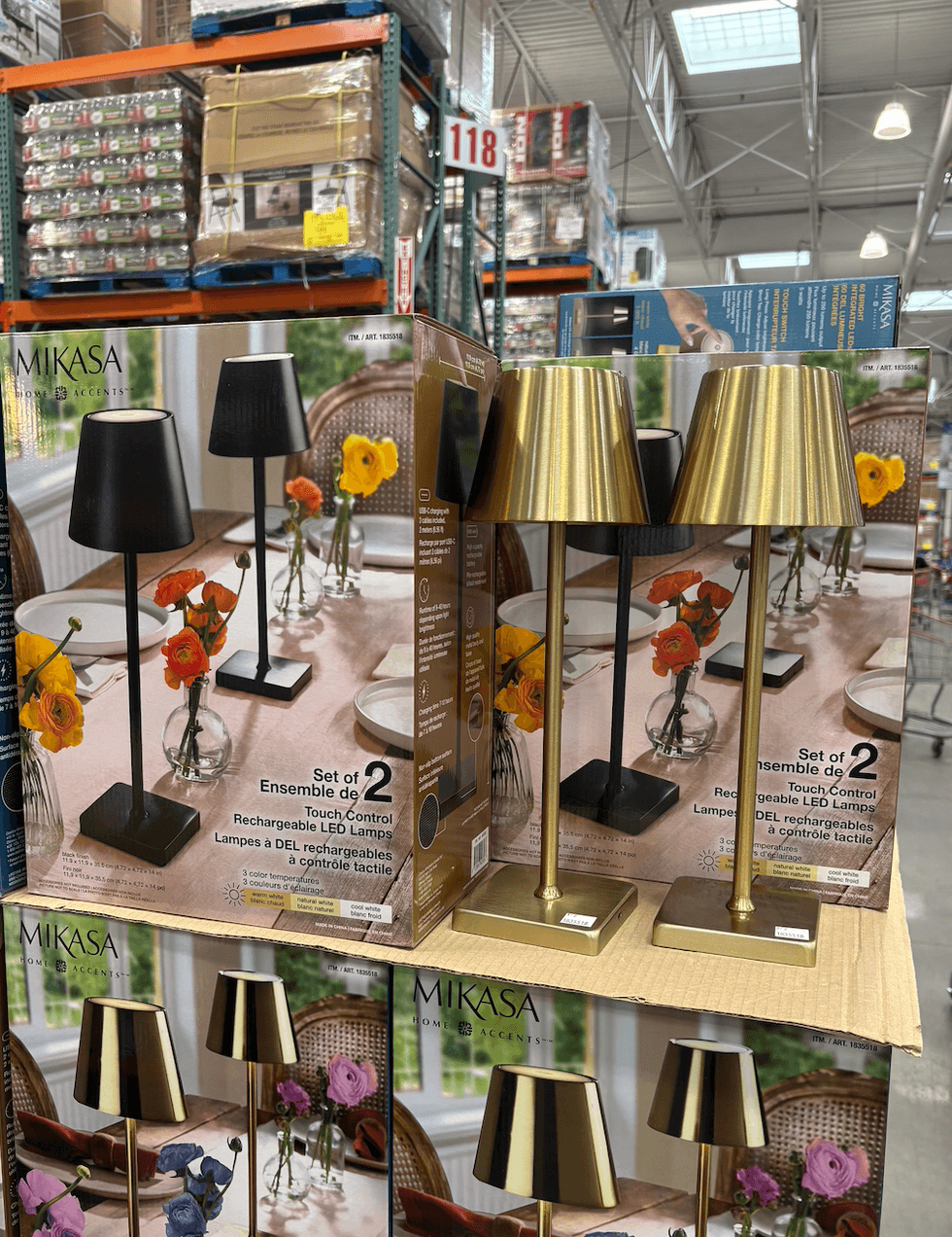 Ensemble de deux lampes DEL rechargeables tactiles Mikasa Home Accents sur le site de Costco.