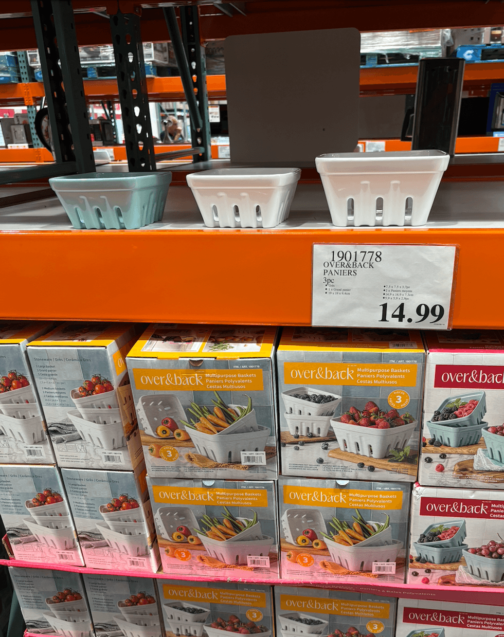 Ensemble de trois paniers polyvalents en c\u00e9ramique over&back au Costco.
