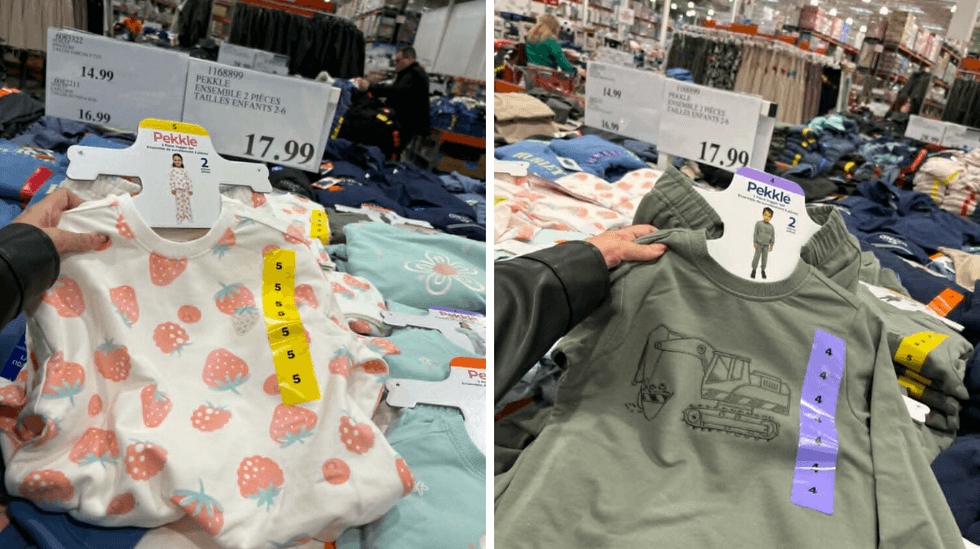 Ensemble deux pi\u00e8ces Pekkle pour enfants avec motifs vari\u00e9s, au Costco.