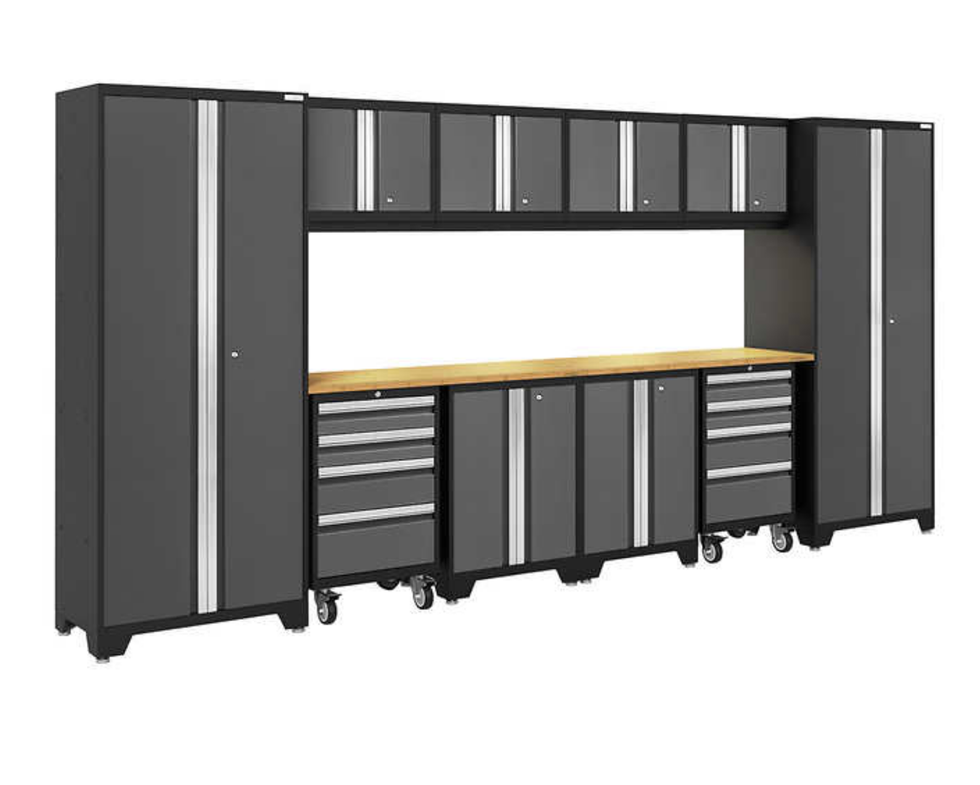 Ensemble NewAge de la s\u00e9rie Bold 3.0 de 12 morceaux gris avec comptoir en bois