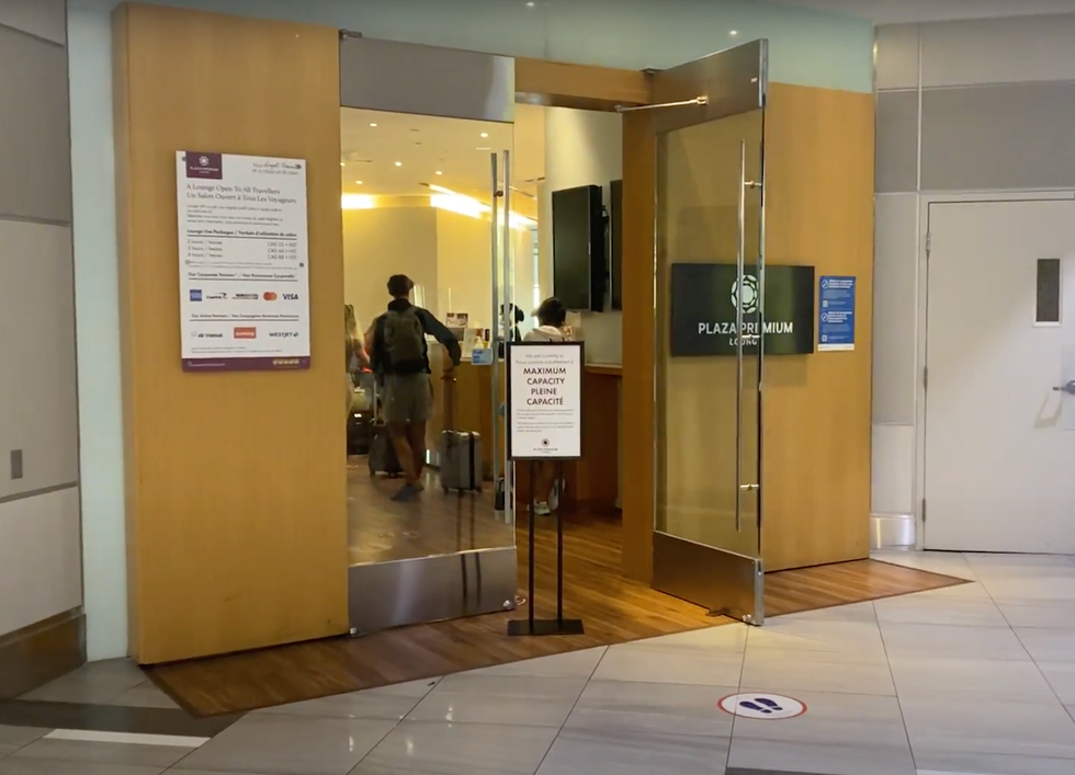 entrance to plaza premium domestic lounge terminal 3 toronto pearson airport