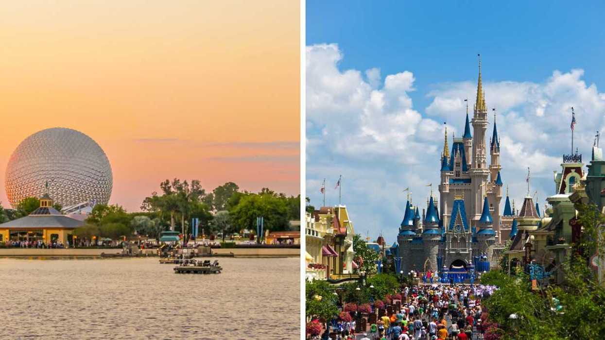 Epcot à Disney, Orlando. Droite : Le château à Magic Castle, Disney, Orlando.