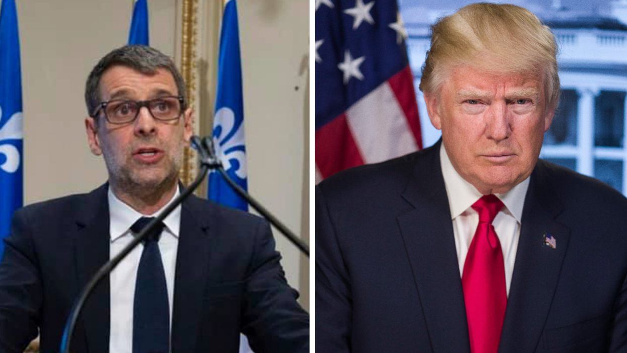 Éric Duhaime. Droite : Donald Trump.