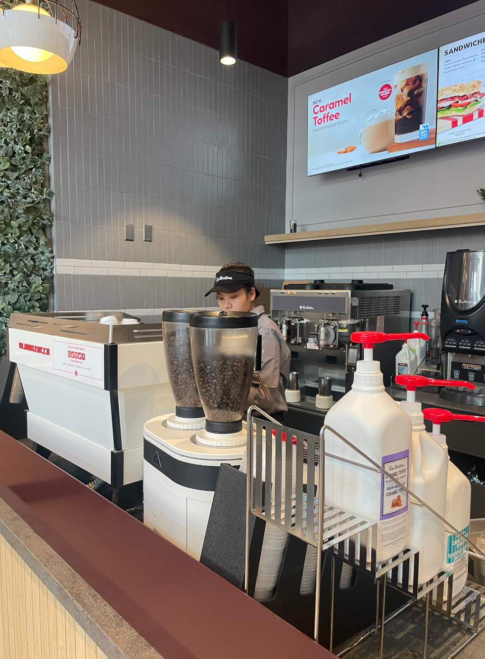 Espresso machine at Tim Hortons.