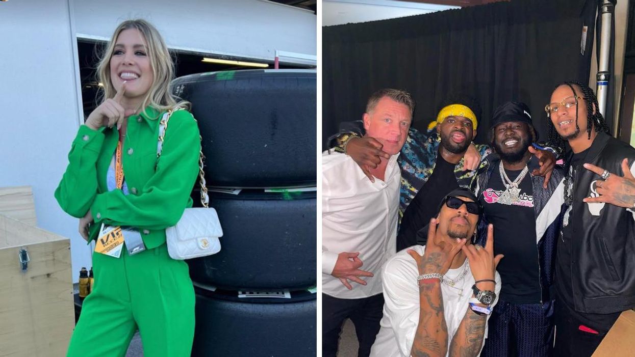 Eugénie Bouchard. Droite : PK Subban avec T-Pain, Les Twins et Chris O'Sullivan.