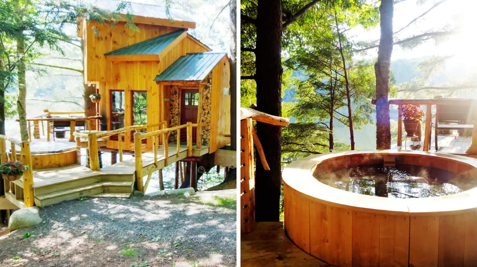 Ext\u00e9rieur du Airbnb. Droite : Jacuzzi.