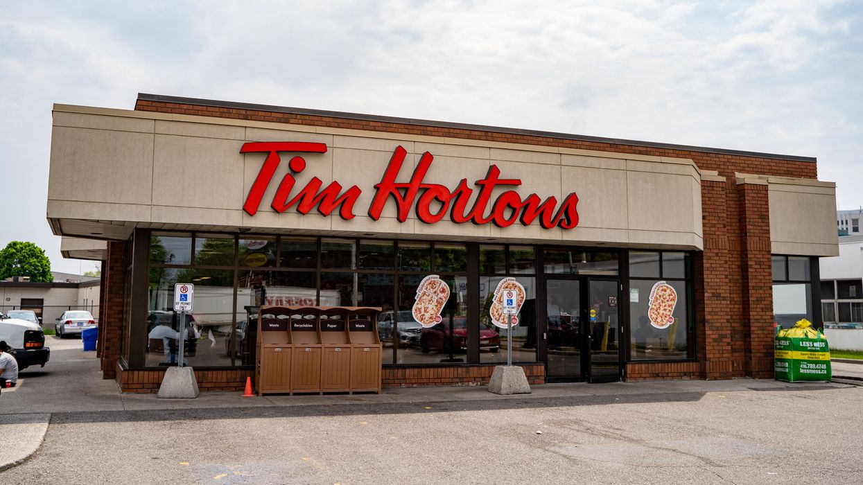 Exterior of a Tim Hortons cafe.