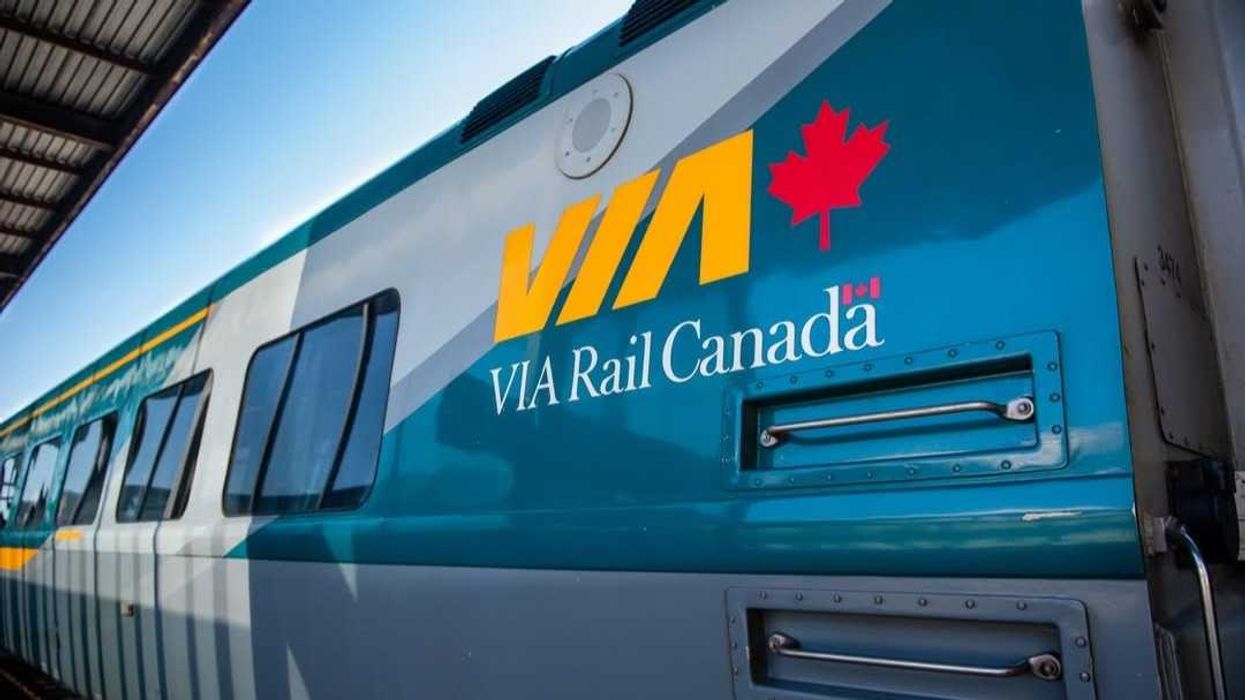 exterior of a via rail train car