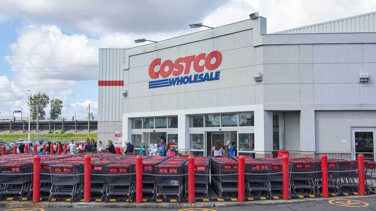 exterior of costco store in canada with shopping carts