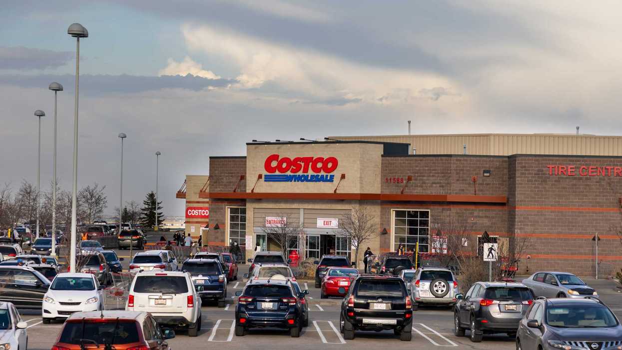 exterior of costco store with a parking lot