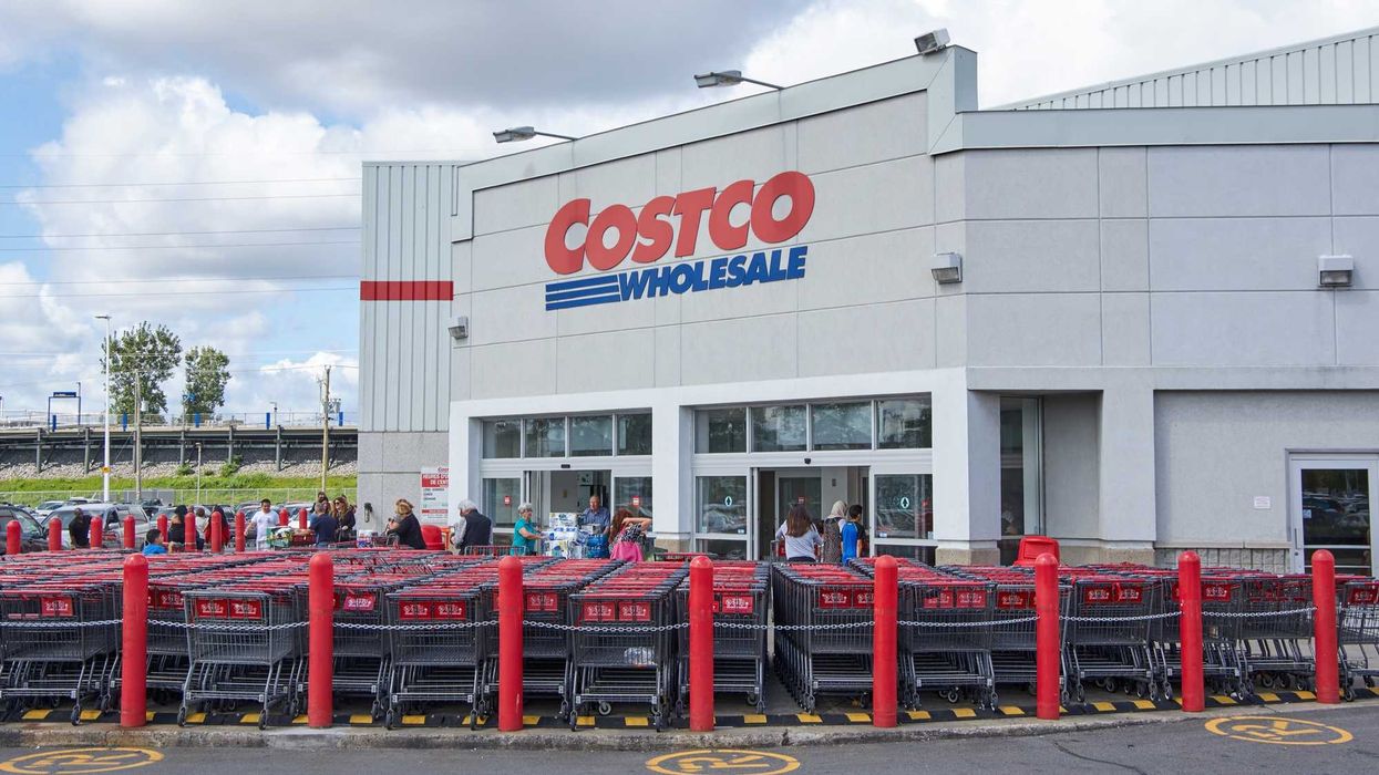 exterior of costco warehouse in canada with shopping carts