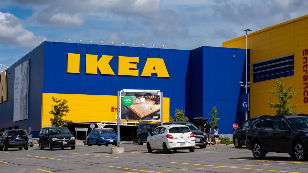 exterior of ikea store and parking lot in ontario