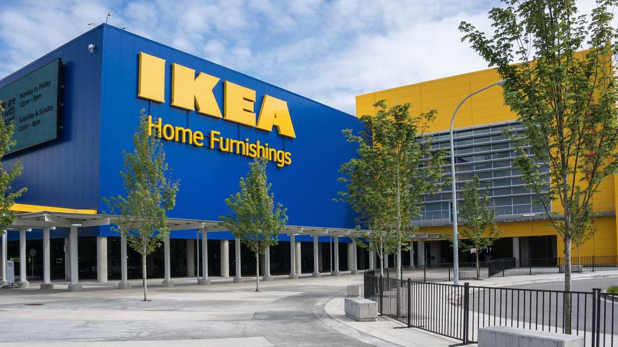 exterior of ikea store in canada with yelow ikea sign