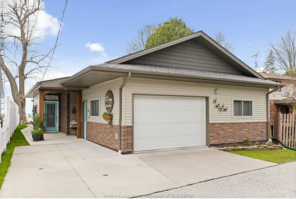 Exterior of ranch-style home.