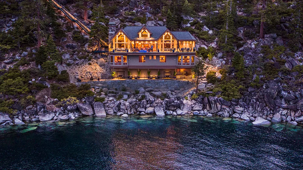 Lakefront Home For Sale In Nevada Has Its Own Beach House & Chair Lift Narcity