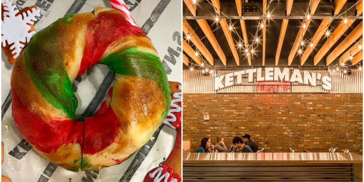 Kettleman's Bagels Is Selling A Candy Cane Bagel & It's So Festive