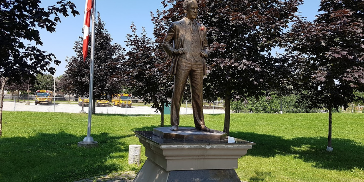 Pierre Trudeau Statue Near Toronto Was Vandalized And SprayPainted