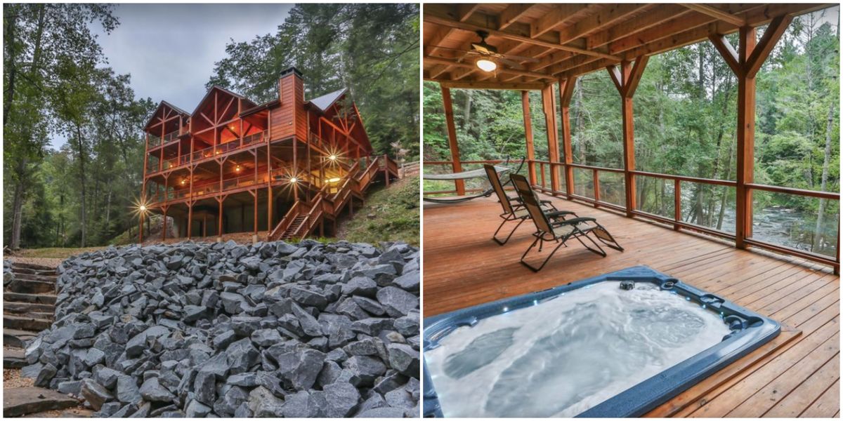 Waterfront Cabin Rental In Has Stunning Views And Hot Tub Deck