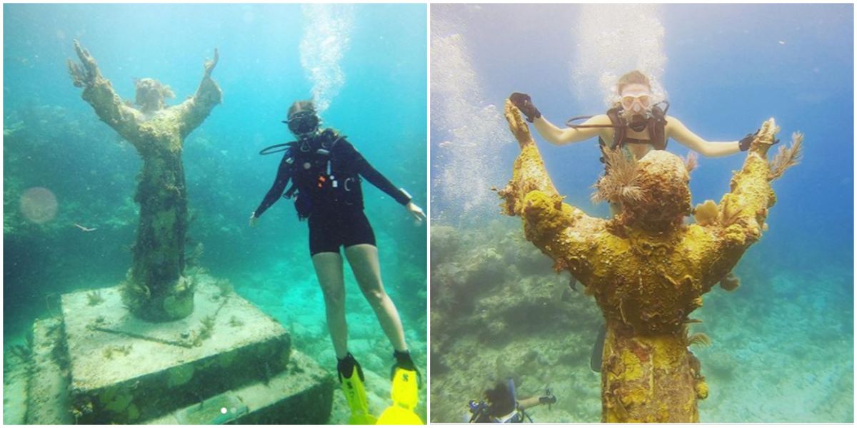 Florida Snorkeling Tour Adventure Leads To An Underwater Statue Of