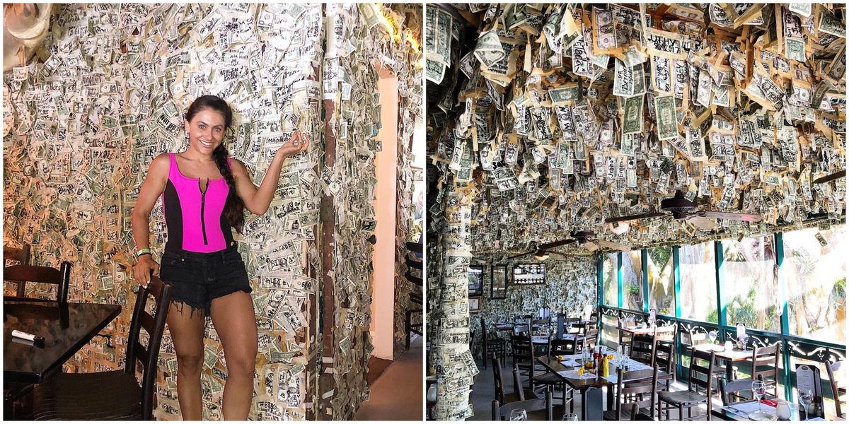Cabbage Key is a restaurant completely decorated with dollar bills