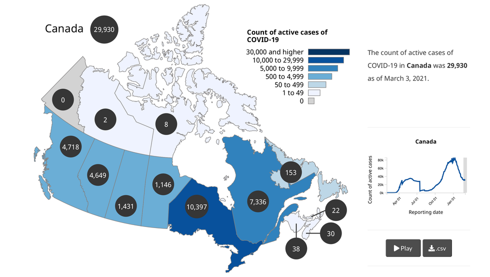Active COVID19 Cases In Canada This Map Shows Which Regions Have It