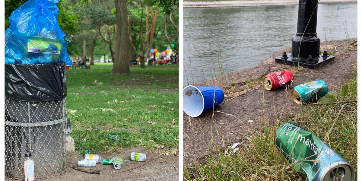 Déchets laissés par terre dans les parcs de Montréal Narcity