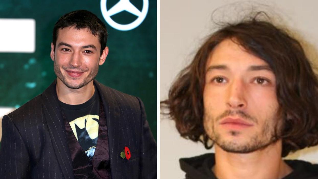 Ezra Miller. Right: Ezra Miller's second mugshot in Hawaii.