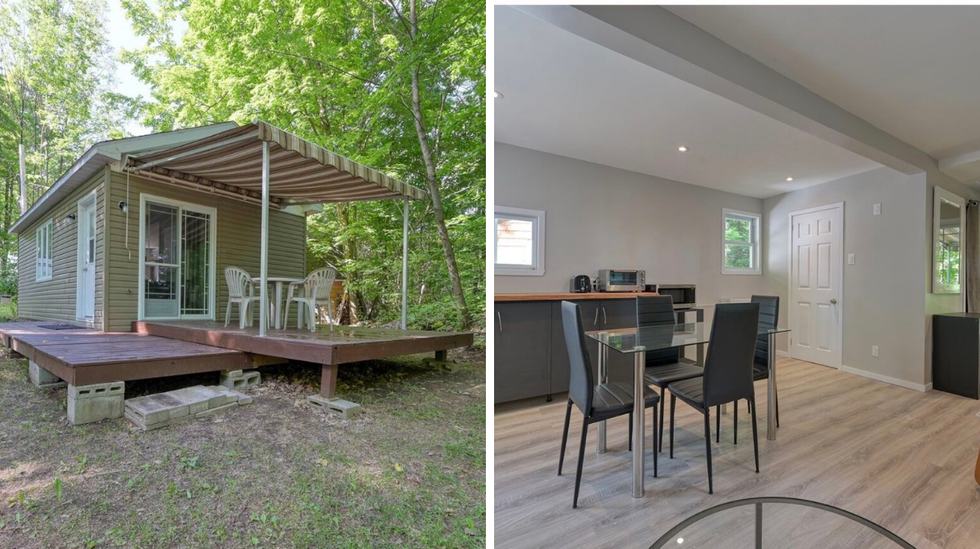 Fa\u00e7ade de la maison. Droite : Cuisine.