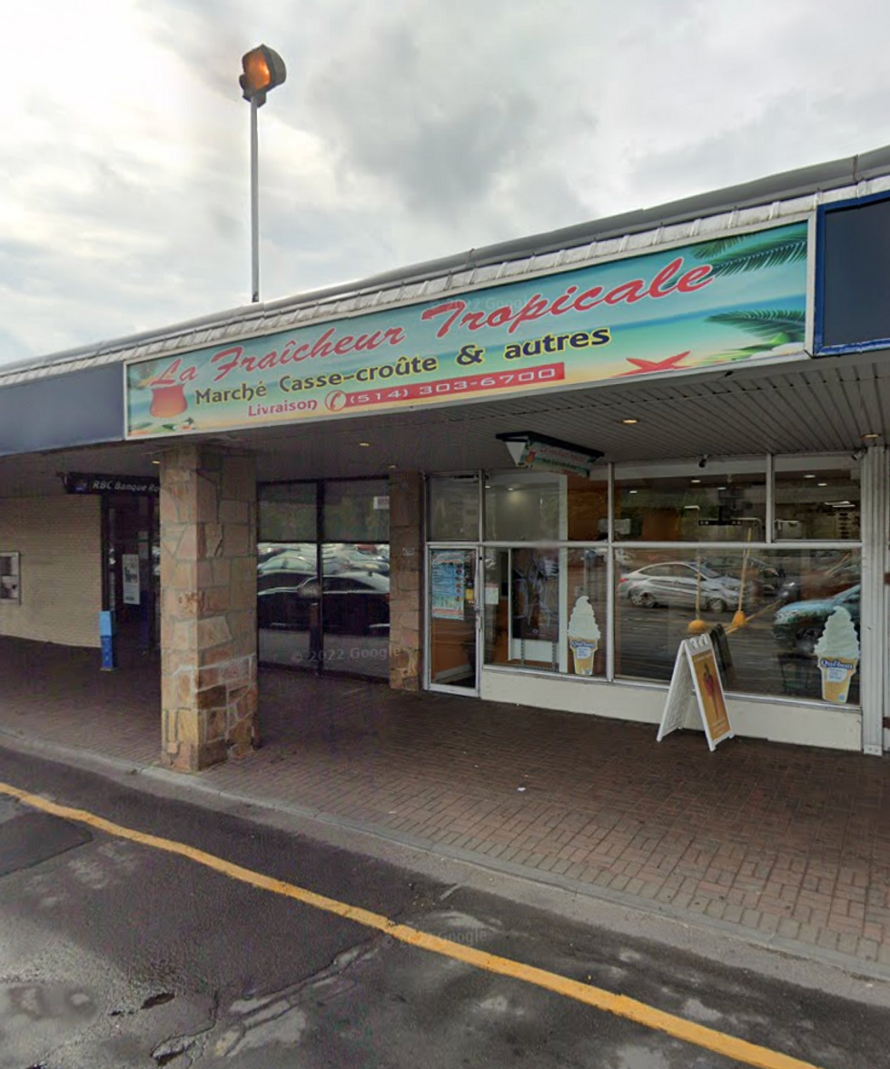 Fa\u00e7ade du commerce La Fra\u00eecheur Tropicale sur le boulevard Joseph-Renaud \u00e0 Montr\u00e9al.